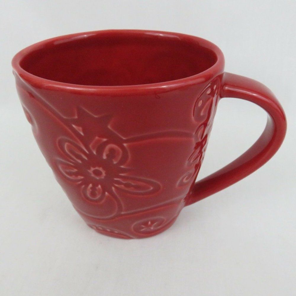 Starbucks Embossed Flower Oblong Tall Mug Cup 2009
